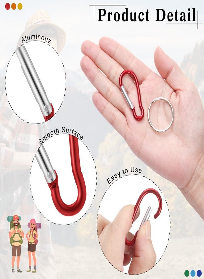 Yaocom 200 Pcs 1.8" Bulk 100 Aluminum Clip Keychains with 100 Keyrings Metal Mini Spring Snap Hooks for Camping Hiking Traveling Outdoor Activities (Stylish Color) - Image 3